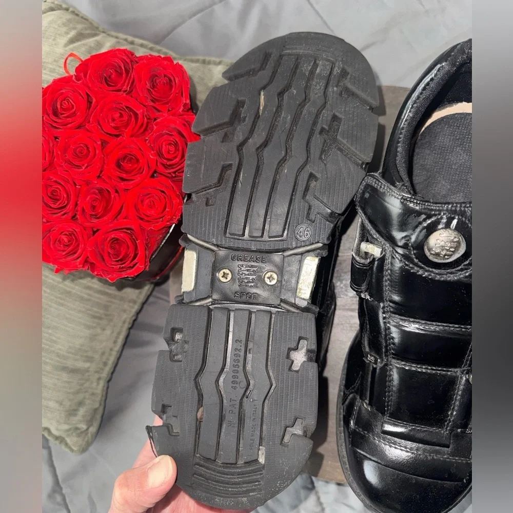 💥SALE💥Aldo Stone Ridge Chunky Tech Sole Strap Black Leather Industrial EU 46